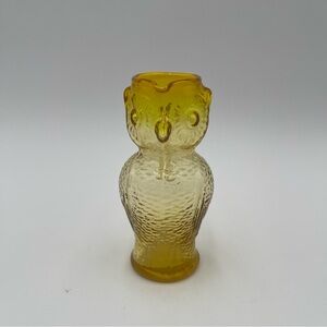 Kanawha Glass Owl Pitcher Creamer Yellow Gold Amber Vintage Mid Century